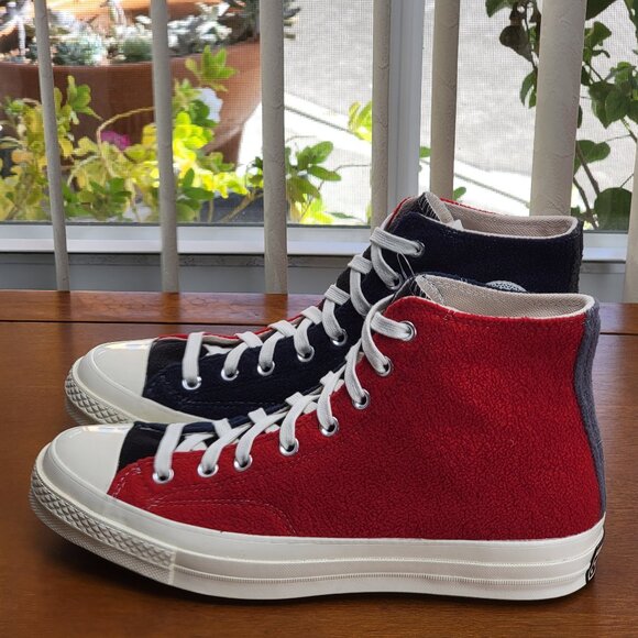 Converse Men's Chuck 70 Hi Upcycle Fleece 172267C Red/Blue/Black Size 10 - Picture 5 of 11